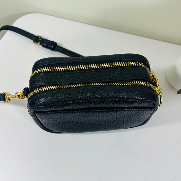 Tory Burch Purse Black Perry Bombe Mini Bag Pebbled Leather Crossbody Gold - Picture 4 of 9